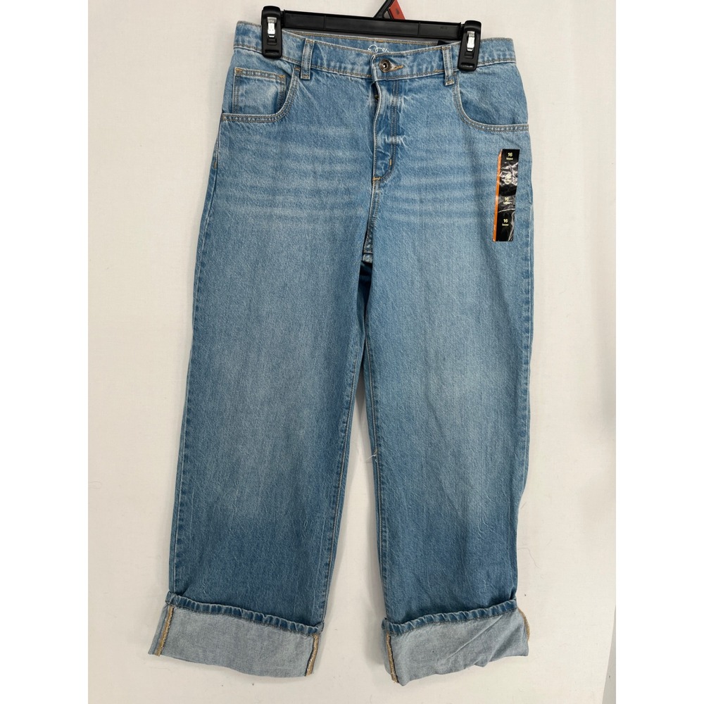 Art Class Boys Loose Fit Jeans Light Wash Blue Cotton Denim Cuffed Size 16 NEW